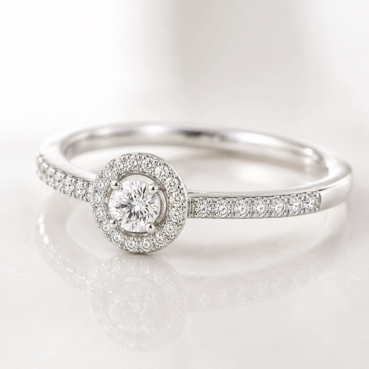 Livia Azzurro - Pierścionek Halo z Diamentem 0,50 ct