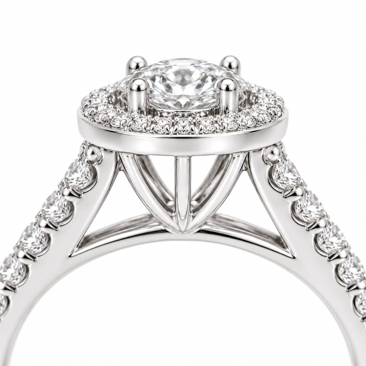 Livia Azzurro - Pierścionek Halo z Diamentem 0,50 ct