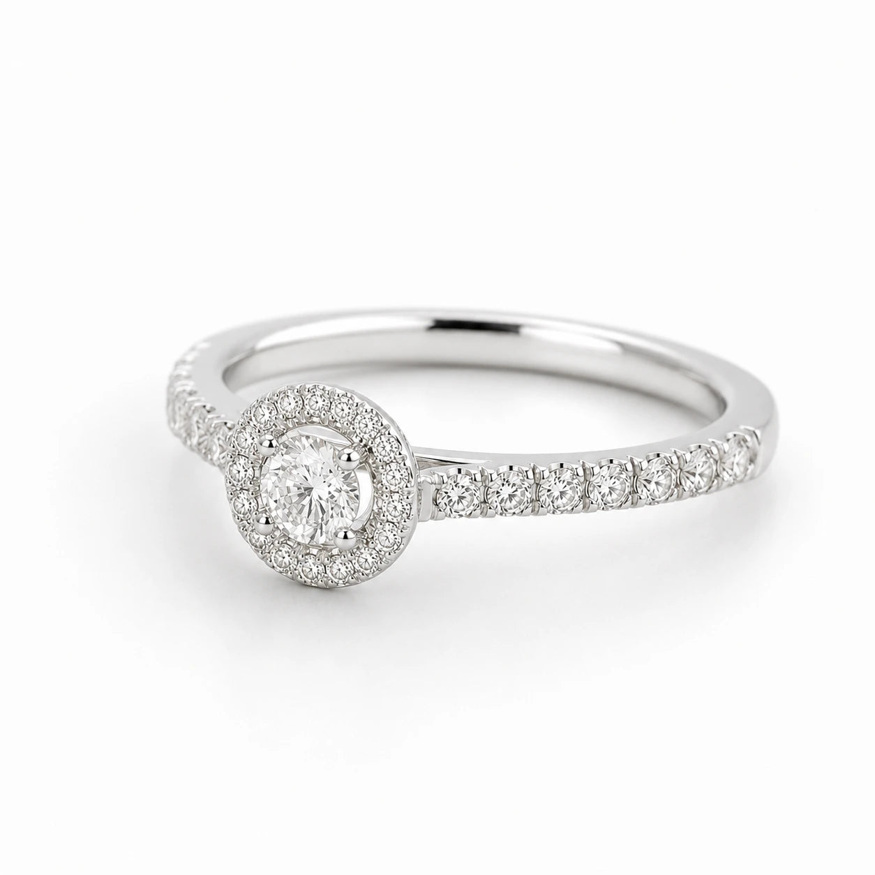 Livia Azzurro - Pierścionek Halo z Diamentem 0,50 ct