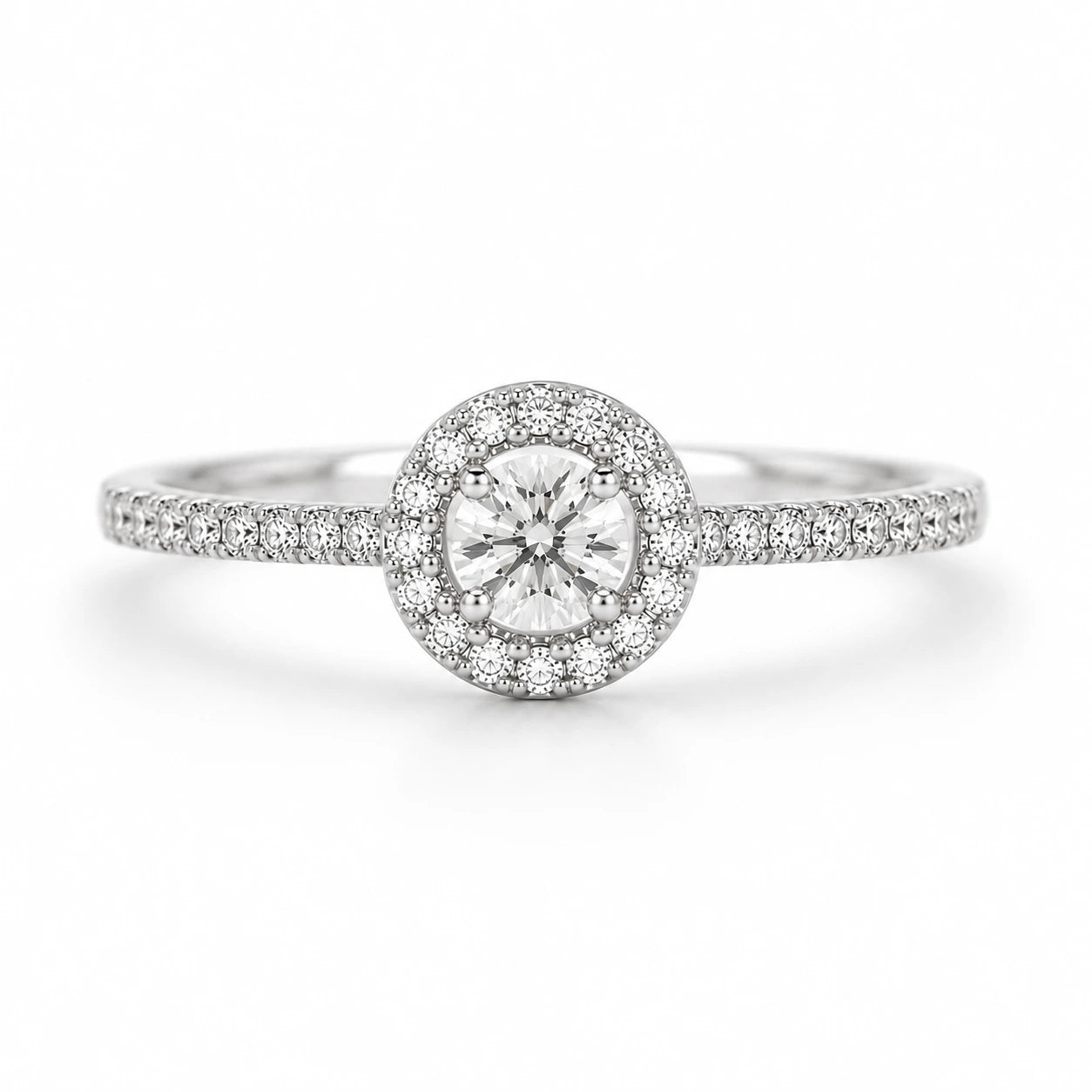 Livia Azzurro - Pierścionek Halo z Diamentem 0,50 ct