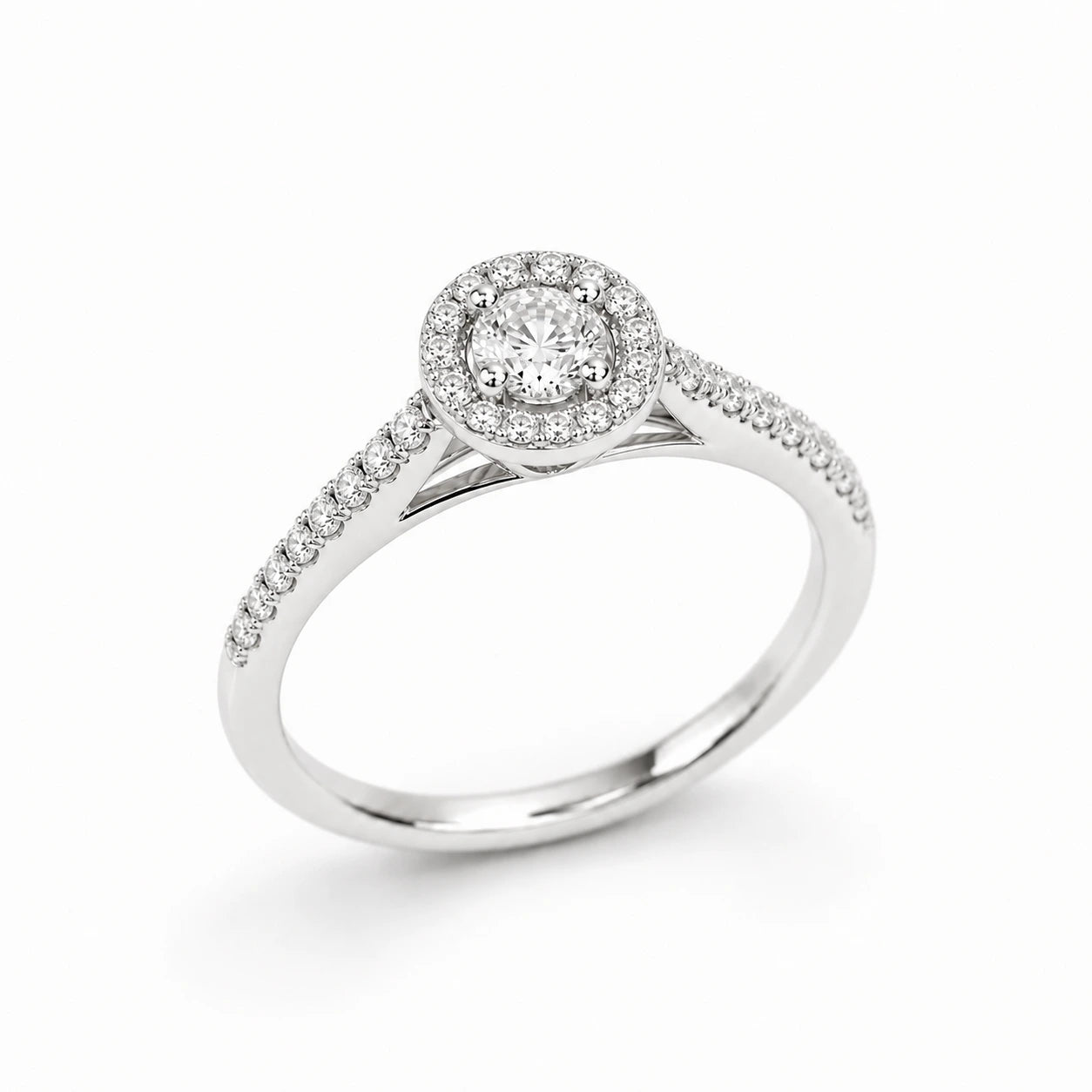 Livia Azzurro - Pierścionek Halo z Diamentem 0,50 ct