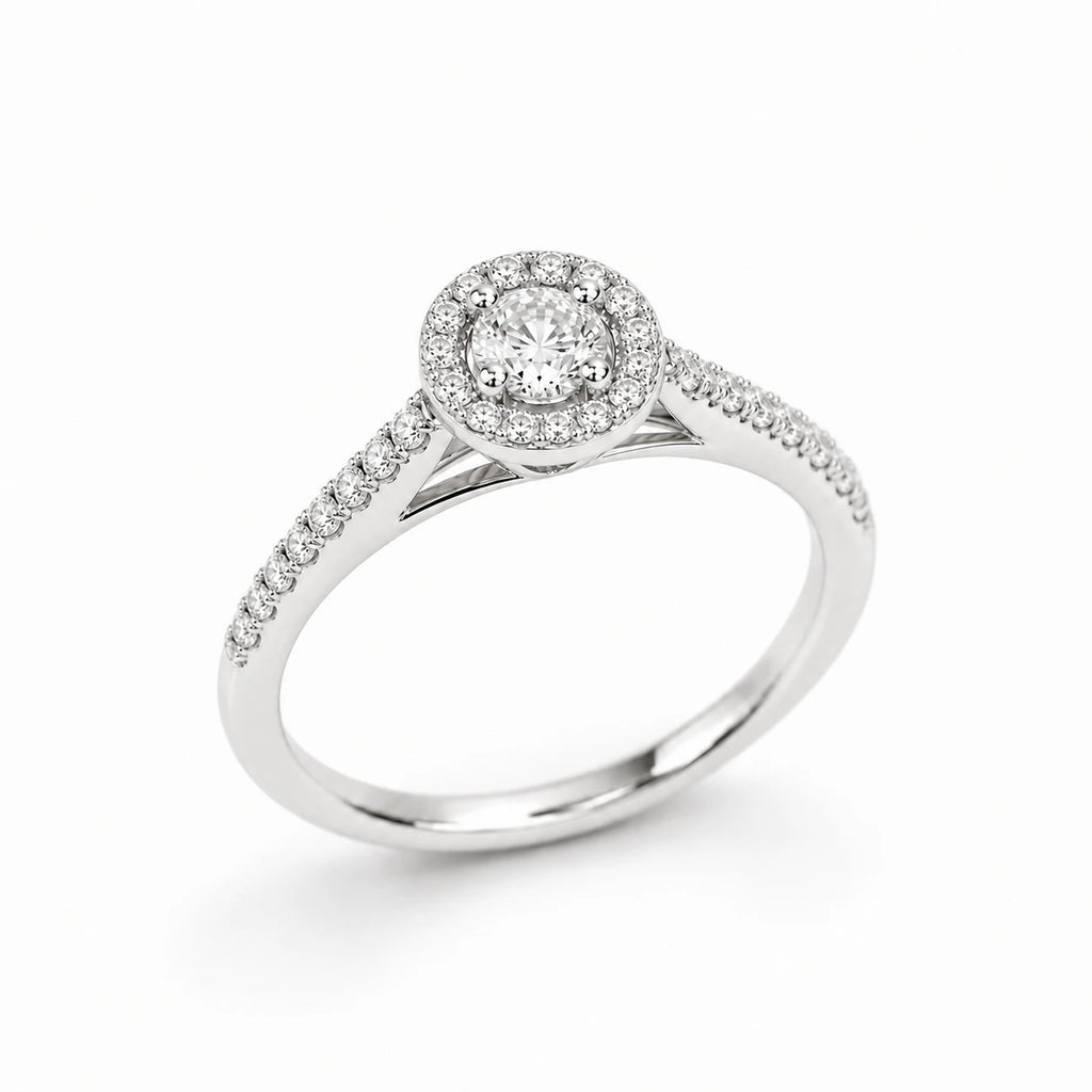 Livia Azzurro - Pierścionek Halo z Diamentem 0,50 ct